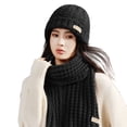thumbnail image 2 of YAOBAMM Unisex Winter Hat Scarf Set 2Pcs Set Unisex Winter Solid Color Hat Scarf Set Thickened Warm Long Scarf Beanie Set, 2 of 7