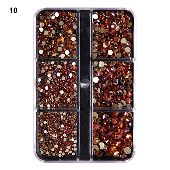 UDIYO 6 Grids/Box 1688Pcs Fingernail Ornament DIY Decorative Glass Nail Art Accessories Super Flash Rhinestone for Personal Use