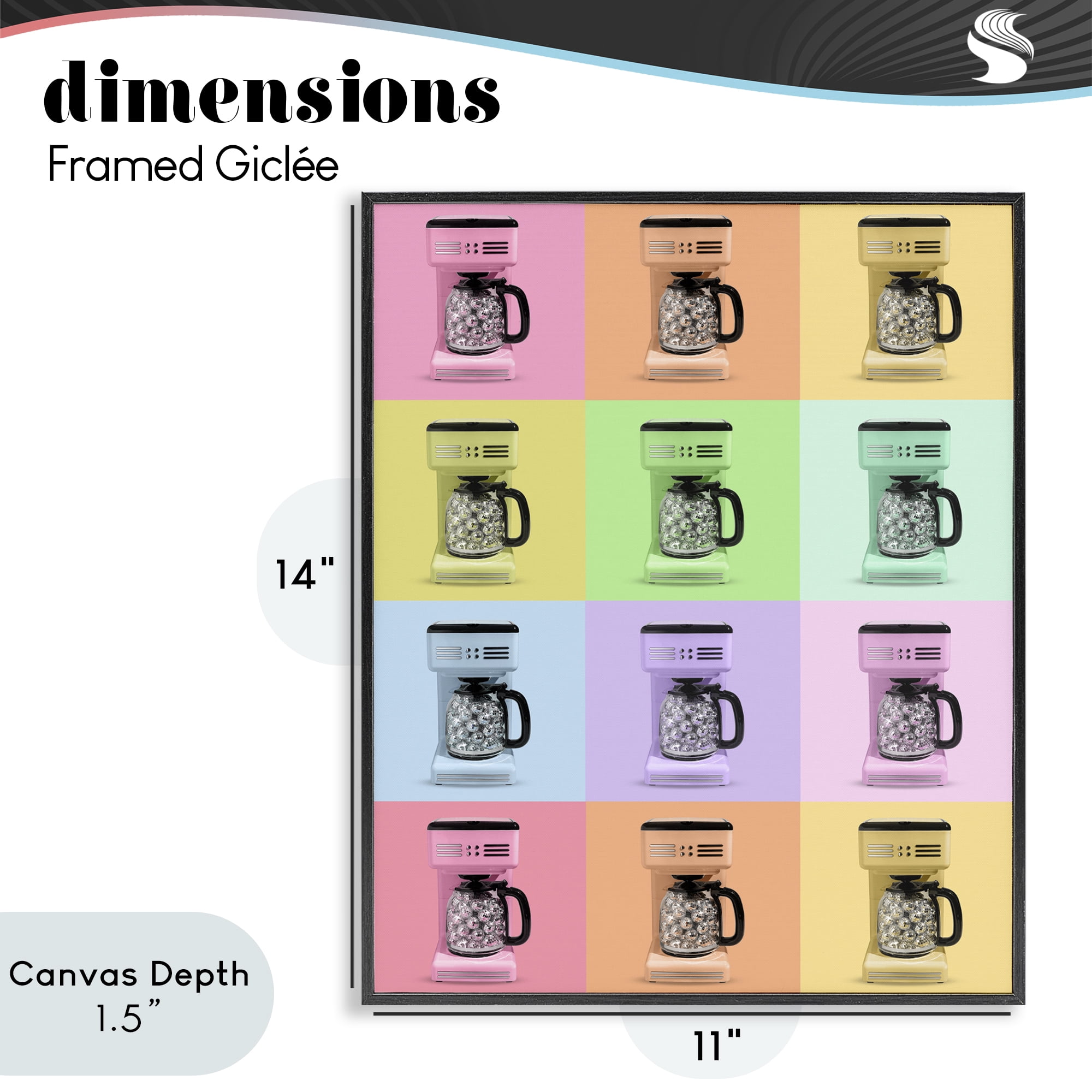 Stupell Industries Disco Coffee Maker Collage Black Framed Giclee Art, design by LISH Creative