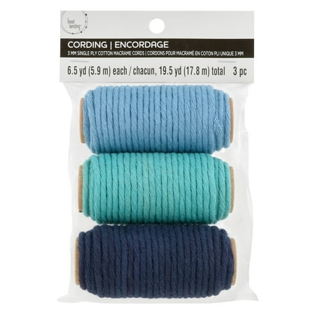 UPC: 0195158477825 | 3mm Blue Cotton Macramé Cords by Bead Landing™