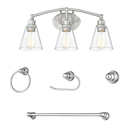 

Vanity Light Fixture 3-Light 5-Piece All-in-One Bathroom Set