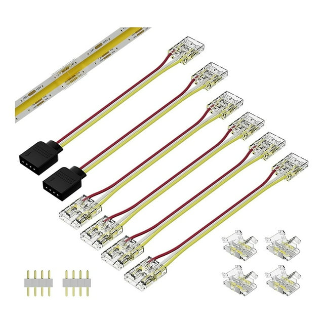 10mm Connectors for CCT Tunable COB LED Strip Light 3 Pin Solderless Terminal Extension Connection Kit,1 set led strip connectors