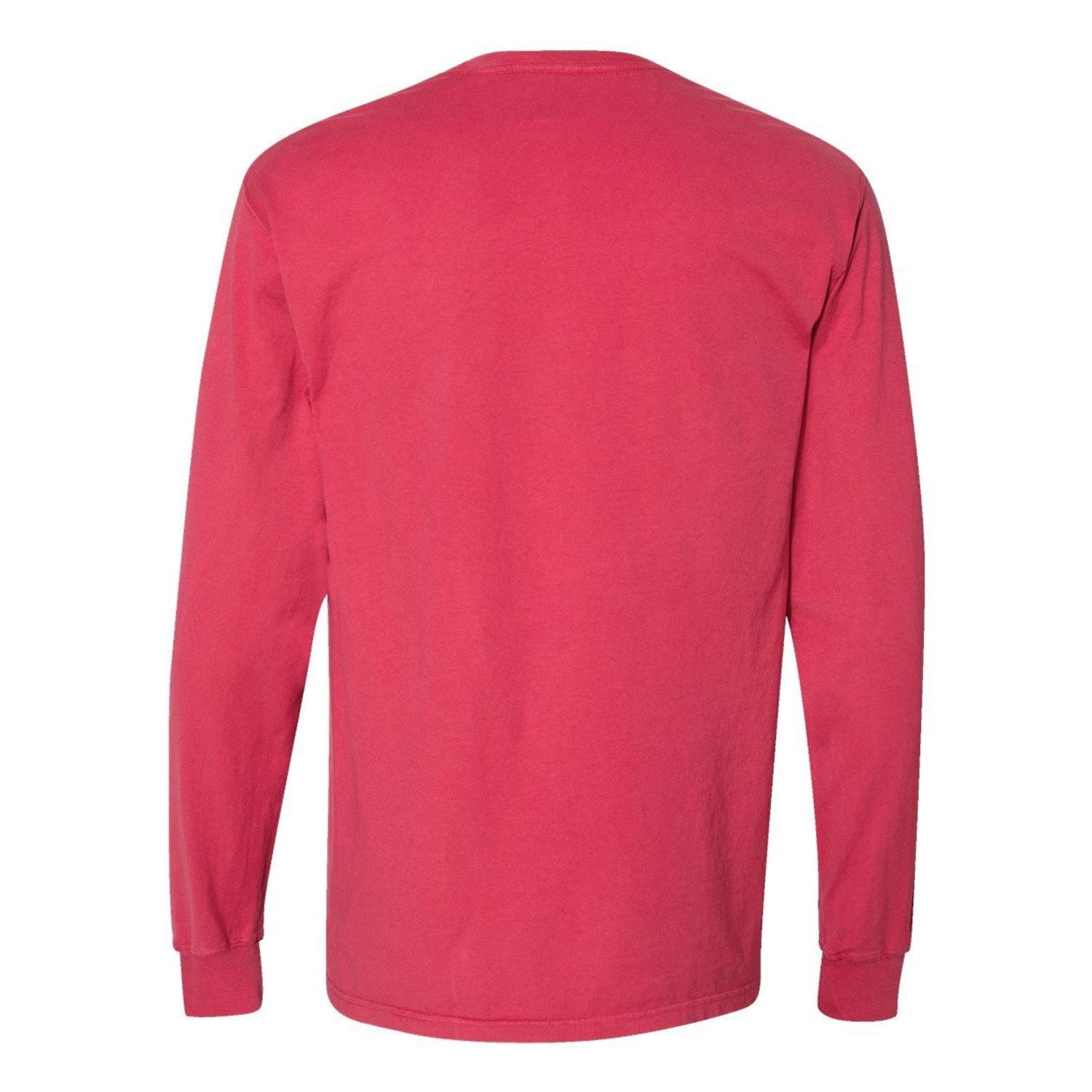 Hanes Unisex Garment Dyed Long Sleeve Pocket T-Shirt Crimson Fall L