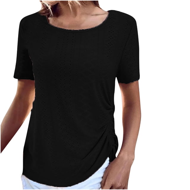 Birdeem Blouse Mode Femme Confortable Décontractée Col Rond Manches Courtes