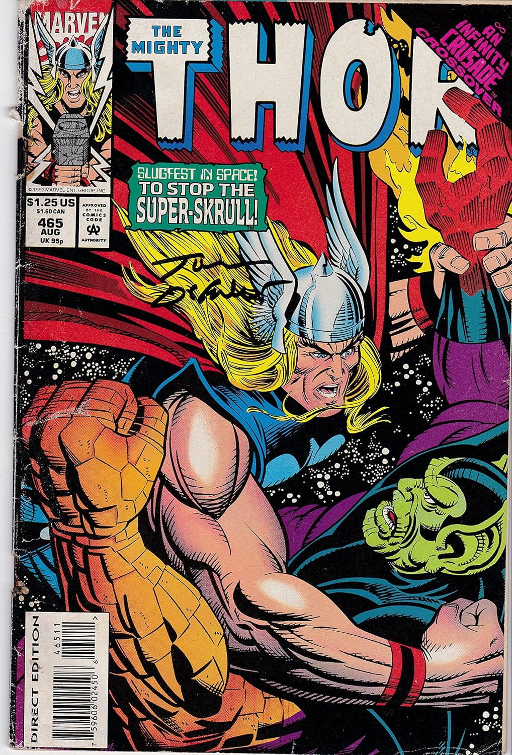 The Mighty Thor #465 FINE Signed Tom Defalco