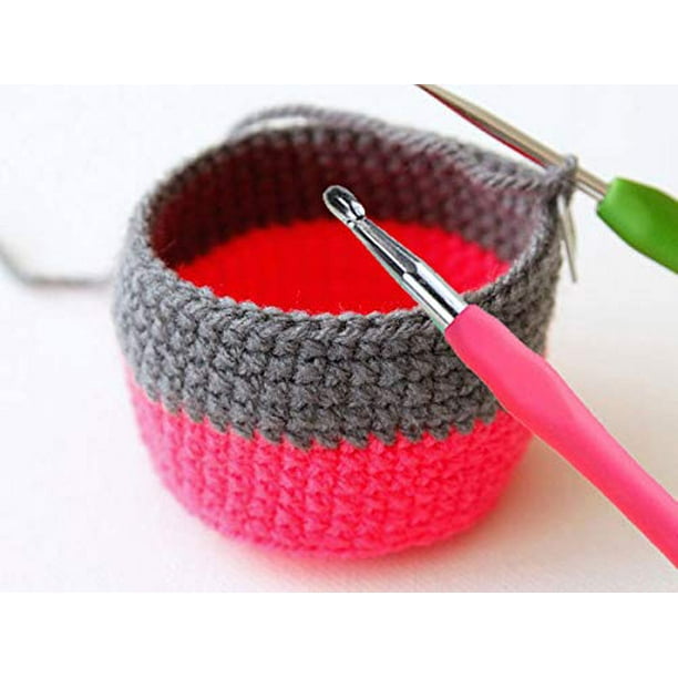 Crochet Hooks Set,5 Pcs Ergonomic Soft Grip Handles Large-Eye Blunt  Knitting Needles Kit with Bag, for Arthritic Hands, Extra Long? Plus Knit  Needles Weave Yarn Set 