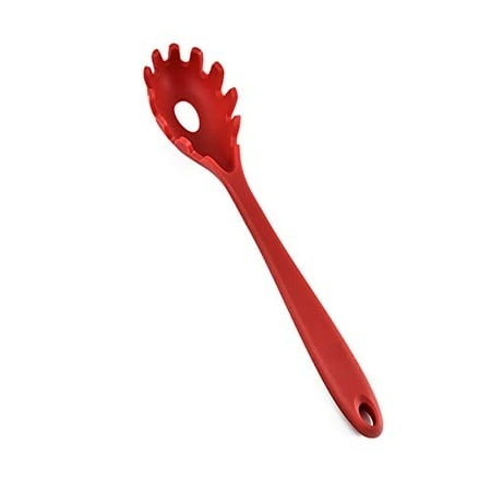 

KissDate Pasta Fork Silicone Pasta Spoon Heat Resistant Spaghetti Strainer Spoon Pasta Server Spoon for Kitchen Cooking(Red)