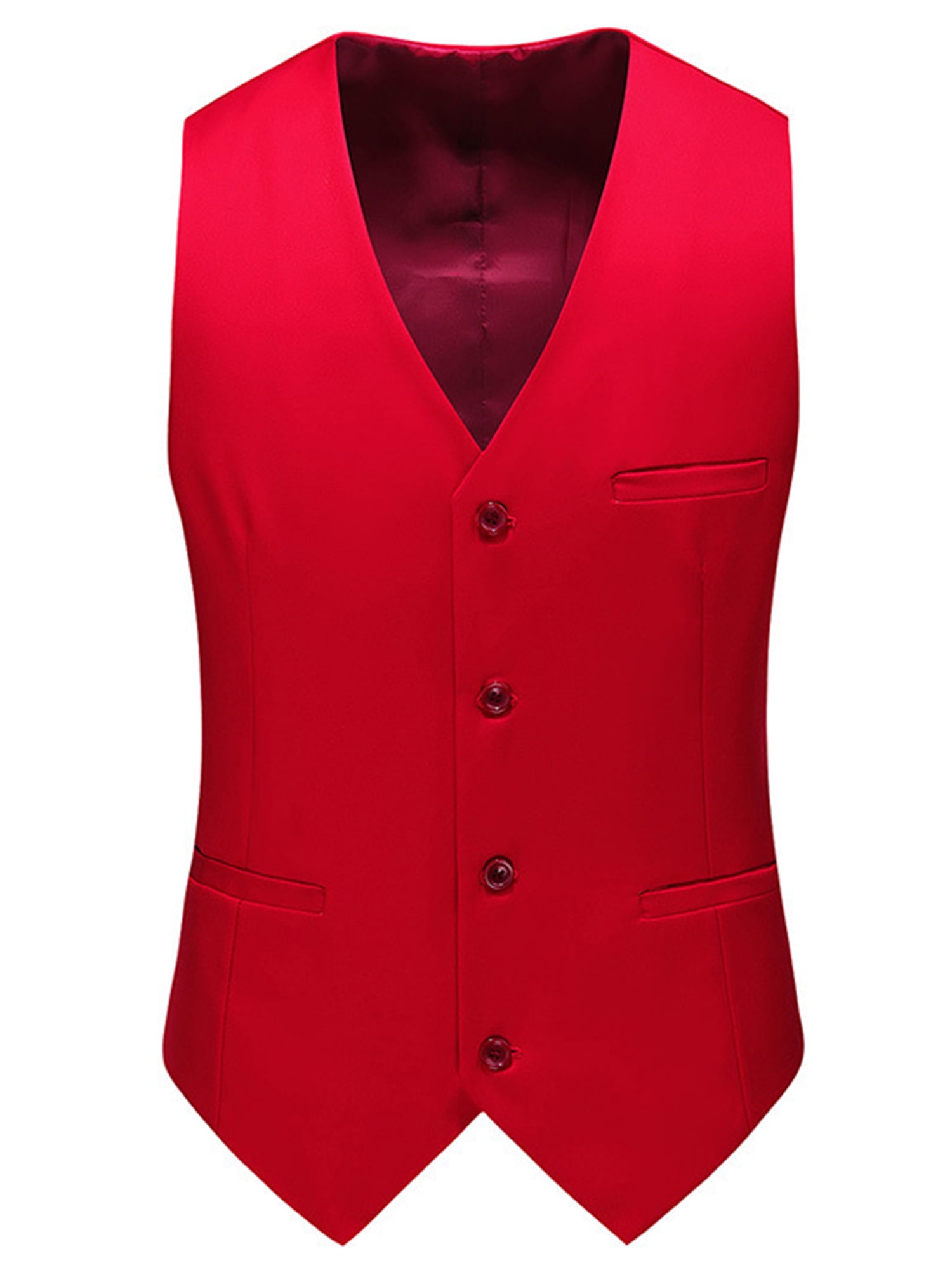 Frontwalk Men's 4 Button V Neck Dress Vest Slim Fit Formal Herringbone