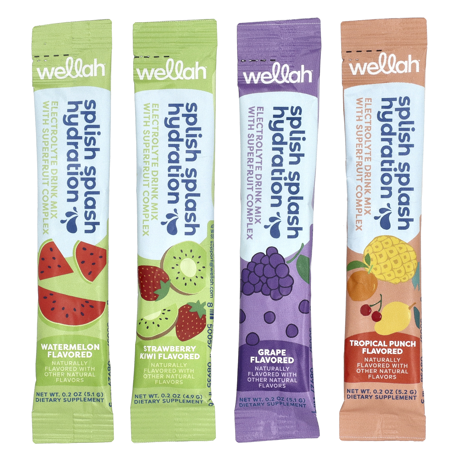 Wellah Splish Splash Hydration, Variety, 20 Stick Packs, 0.2 oz (4.9 - 5.2 g) Each