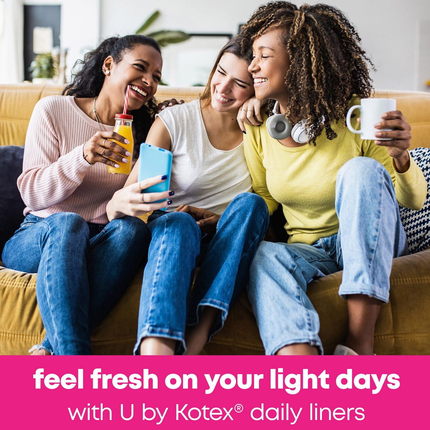 Protège-dessous pour le quotidien emballés U by Kotex Balance, absorption légère, longueur régulière 100 Unités