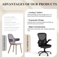 thumbnail image 3 of Silla de oficina Flysky de malla ergonómica con brazos abatibles, color negro, 3 of 9