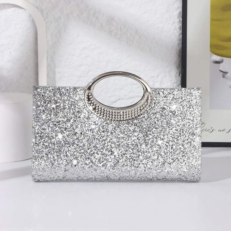Jaucin Wedding Clutch Silver Purse for Women Evening Dress Purses Formal Jaucin Wedding Clutch Silver Purse for Women Evening Dress Purses Formal