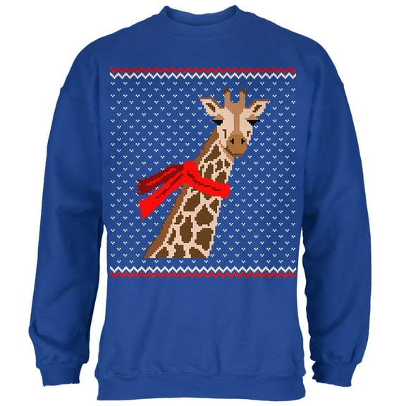 Old Glory Mens Big Giraffe Scarf Ugly Christmas Sweater Long Sleeve Sweatshirt