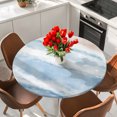 thumbnail image 2 of Ombre Blue Waves Round Tablecloth 36-44 Inch Round Fitted Table Cloth with Elastic Edge, Gradient Coastal Beach Sandy Ocean Waterproof Table Cover Protector for Outdoor Picnic Party Dining, 2 of 9