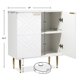 thumbnail image 3 of Blanca moderno accent almacenamiento gabinete con 2 decorative embossed pattern doors y inner estante para sala de estar, entrada, y kitchen, 3 of 7