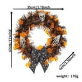 thumbnail image 3 of Uutvmp Halloween Orange Pumpkin Skull Wreath, 13.78Inch Black Sequins Skeleton Hand Garland with Bow Outdoor Horror Decorations for Front Door Home Wall Window Thanksgiving, 3 of 9
