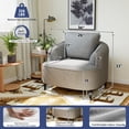 thumbnail image 3 of Meeyar Accent Chair with Metal Leg, Chenille Small Barrel Chairs for Living Room Bedroom, Grey, 3 of 7
