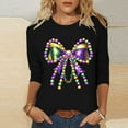 thumbnail image 3 of TKLPEHG Mardi Gras T Shirts for Women Casual Crewneck Short Sleeve T Shirts Cute Graphic Tee Loose Comfy Tshirt (Black,M), 3 of 6