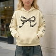 thumbnail image 6 of LRen Girls Hoodies Size 14-16, Girl Bow Leopard Printed Hoodies Drop Shoulder Long Sleeve Sweatshirts Pullover Preppy Back To School Cute Valentines Clothes,Beige,4-5 Years, 6 of 7