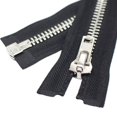 thumbnail image 1 of YaHoGa #10 Cremallera separadora plateada de 24 pulgadas, cremallera grande de metal con dientes en Y, cremalleras metálicas negras resistentes para chaquetas, abrigos de costura, manualidades (24 pul, 1 of 3