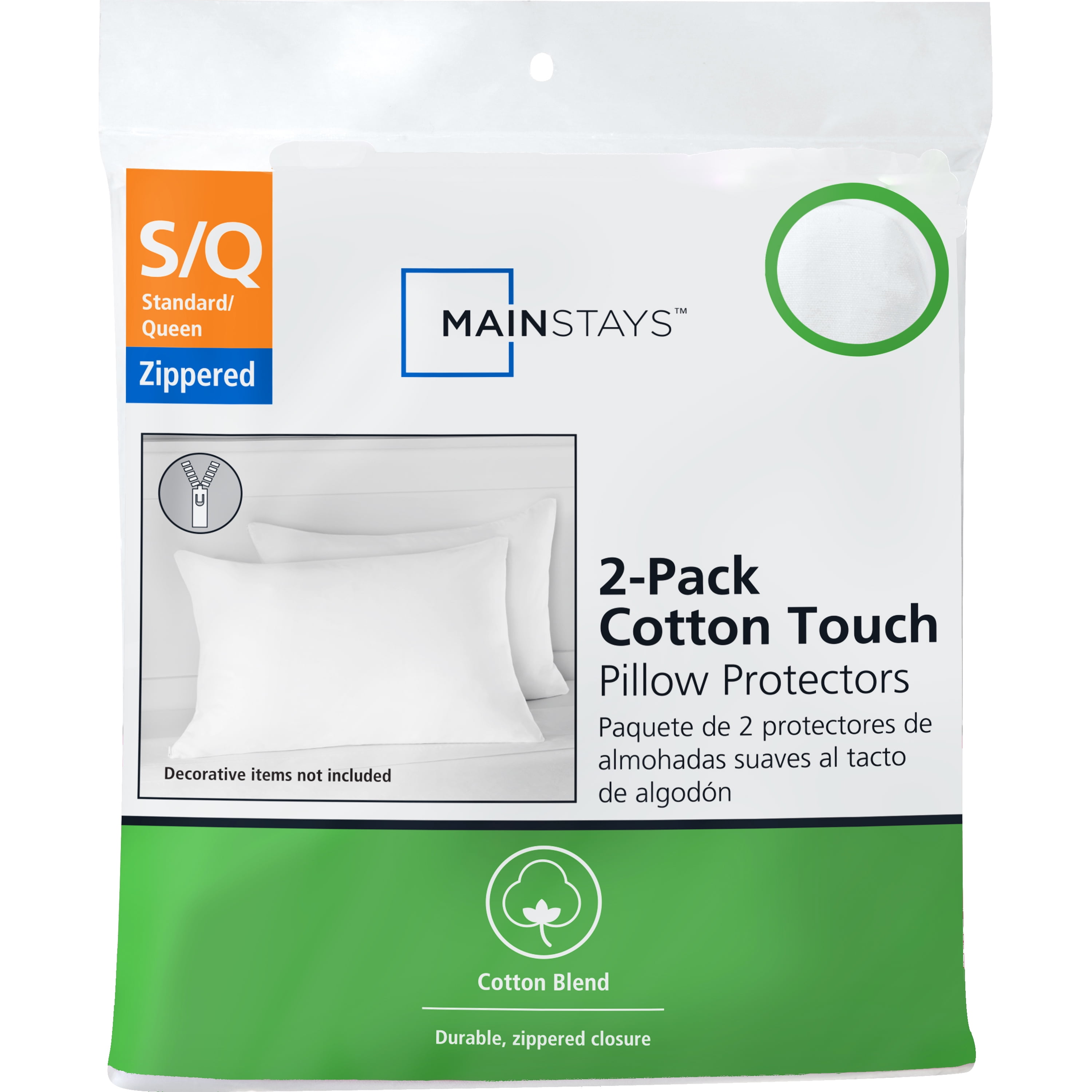 Mainstays Cotton Touch Pillow Protector, 2pk