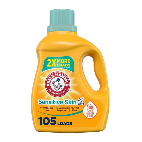 Experience Gentle Care with Arm & Hammer Sensitive Skin Plus Fresh Scent Liquid Laundry Detergent - 105 Loads, 105 Fl Oz