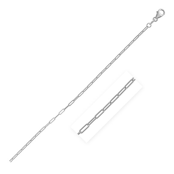 14K White Gold Fine Paperclip Chain (1.5mm) Size 24 inches