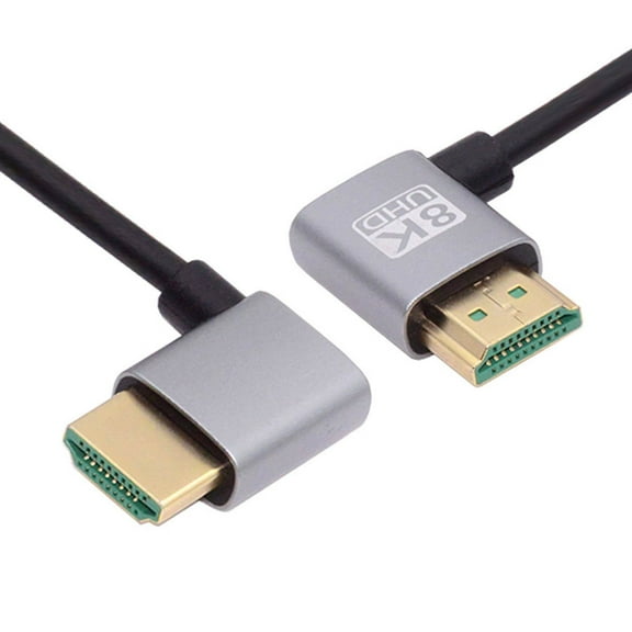 Xiwai HDMI 2.1 Ultra Thin HDTV Cable 8K 4K Hyper Super Flexible Slim Cord Right Angled to Right Angled 90 Degree Type-A for Computer HDTV