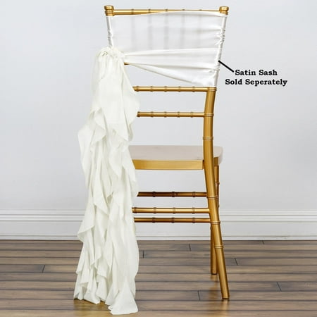 

Ivory Chiffon Curly Chair Sash - Pack of 1 Sash
