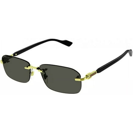 Gucci GG 1221S 001 Square Rimless Sunglasses Gold with Black Grey Lens
