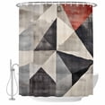 thumbnail image 2 of Black Beige Rhombus Waterproof Fabric Shower Curtain, Vintage Geometric Art Waterproof Fabric Shower Curtain for Bathroom Curtains Bathtubs Hotel Washable Shower Curtains with 12 Hooks Small 36x78in, 2 of 8
