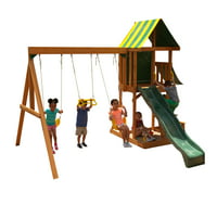 KidKraft Spring Meadow Wooden Backyard Outdoor Swing Set with Slide