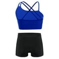 thumbnail image 2 of LiiYii Kids Girls 2 Pcs Dance Outfits Crop Top with Tumbling Shorts Set Gymnastics Yoga Sports Suit Royal Blue&Black 8, 2 of 5