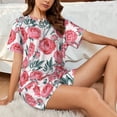 thumbnail image 4 of Wukai Rose Flowers Print Women's Pajama Set - Short-Sleeve Top and Shorts with Elastic Waistband and Pockets for Loungewear, Yoga, and Casual Wear-XX-Large, 4 of 6