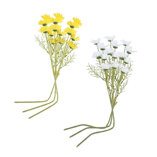 6pcs Decoración de flores artificiales simuladas Bouquet Bouquet (blanco amarillo)
