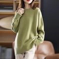 thumbnail image 2 of Ropa de mujer Túnica de punto suelta sólida Otoño Invierno Suéteres gruesos de cuello redondo Casual sueltos suaves y cálidos Jersey de lana simple, 2 of 5