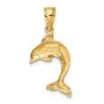 thumbnail image 3 of 14K Yellow Gold 2-Dimensional Polished Finish Dolphin Jumping Design Charm Pendant, 3 of 3