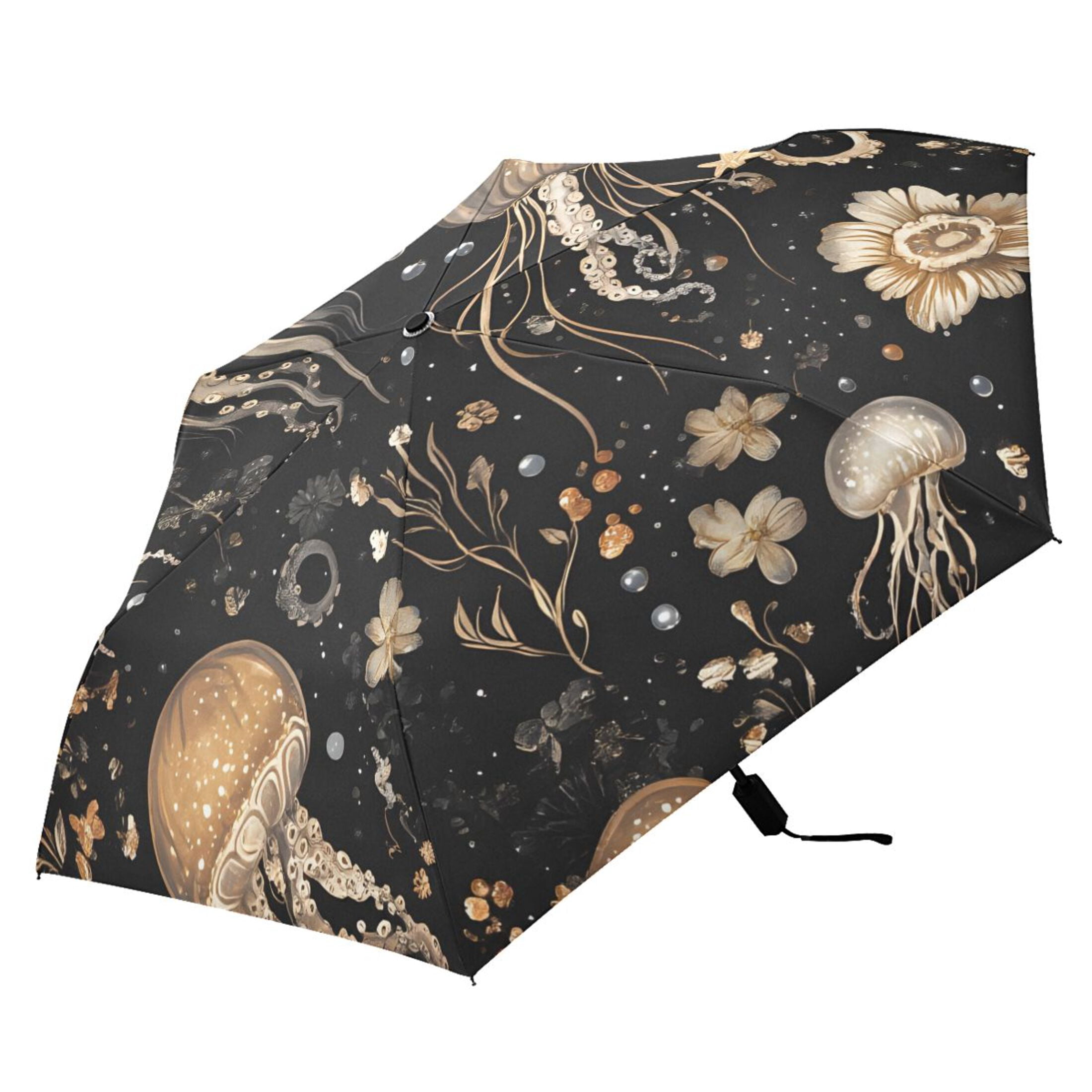 ALAZA Jellyfish Pattern UPF 50+ Compact Folding Umbrella for Rain Travel Umbrella Packable