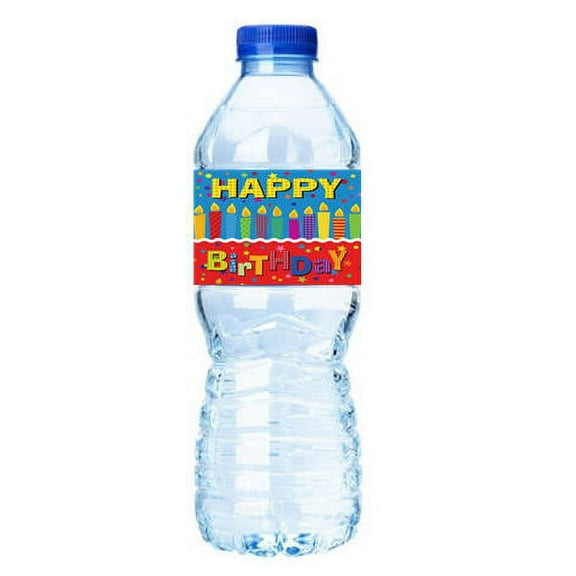 Happy Birthday-Candles-Water Bottle Labels-12pack