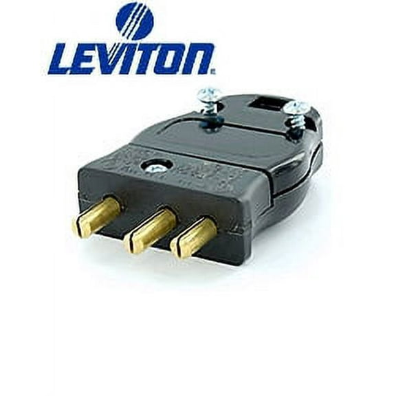 Leviton 20MP-E 20A 3W MALE PIN 20 Amp-12 Volt 2 Pole-3 Wire Stage Pin Male Plug Crimp Terminals - Black