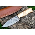 thumbnail image 2 of Custom Handmade Damascus Steel Fixed blade Skinning knife Wood Handle With Leather Sheath, 2 of 6