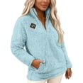 thumbnail image 5 of Quarter-Zip Pullover, Women Sherpa Fleece Jacket, Soft Half Zip Sweatshirt with Pocket, Cozy Soft Fluffy Sweaters, Comfortable Versatile Cloth, Must-have for Home Daily Use, Sky Blue S, 5 of 5