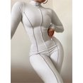 thumbnail image 2 of ZHaobin Spring White Ribbed Bodycon Jumpsuits Casual Sporty Clothes for Women 2024 Long Sleeve Black Activewear Ladies Streetwear (black,M), 2 of 7