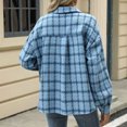 thumbnail image 4 of JUUNthy Women's Plaid Shacket, Lapel Collar Long Sleeve Button Down Fall Winter Fashion Jacket Outerwear Purple S, 4 of 15