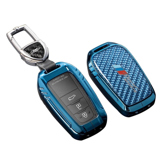 for Toyota Key Fob Cover with,Real Carbon Fiber Zinc Alloy Protection Key Case Compatible with Toyota Series Key shell Smart Remote Accessories