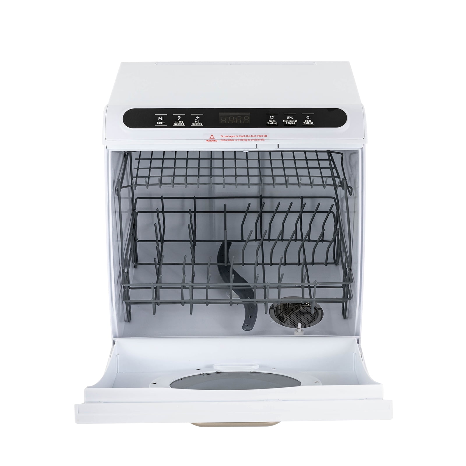 Anqidi Portable Countertop Dishwasher, 1200W White Abs+pp Dishwasher, 5 Washing Programs, Full Panel Control 15.7x15.7x17.72