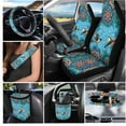 thumbnail image 2 of Jeiento Hummingbird Car Seat Cover Set, Auto Steering Wheel Cover Seat Belt Strap Trash Bag Boho Floral Air Vent Storage Organizer Rear View Mirror Cover Coasters Keychain for Women, 2 of 7