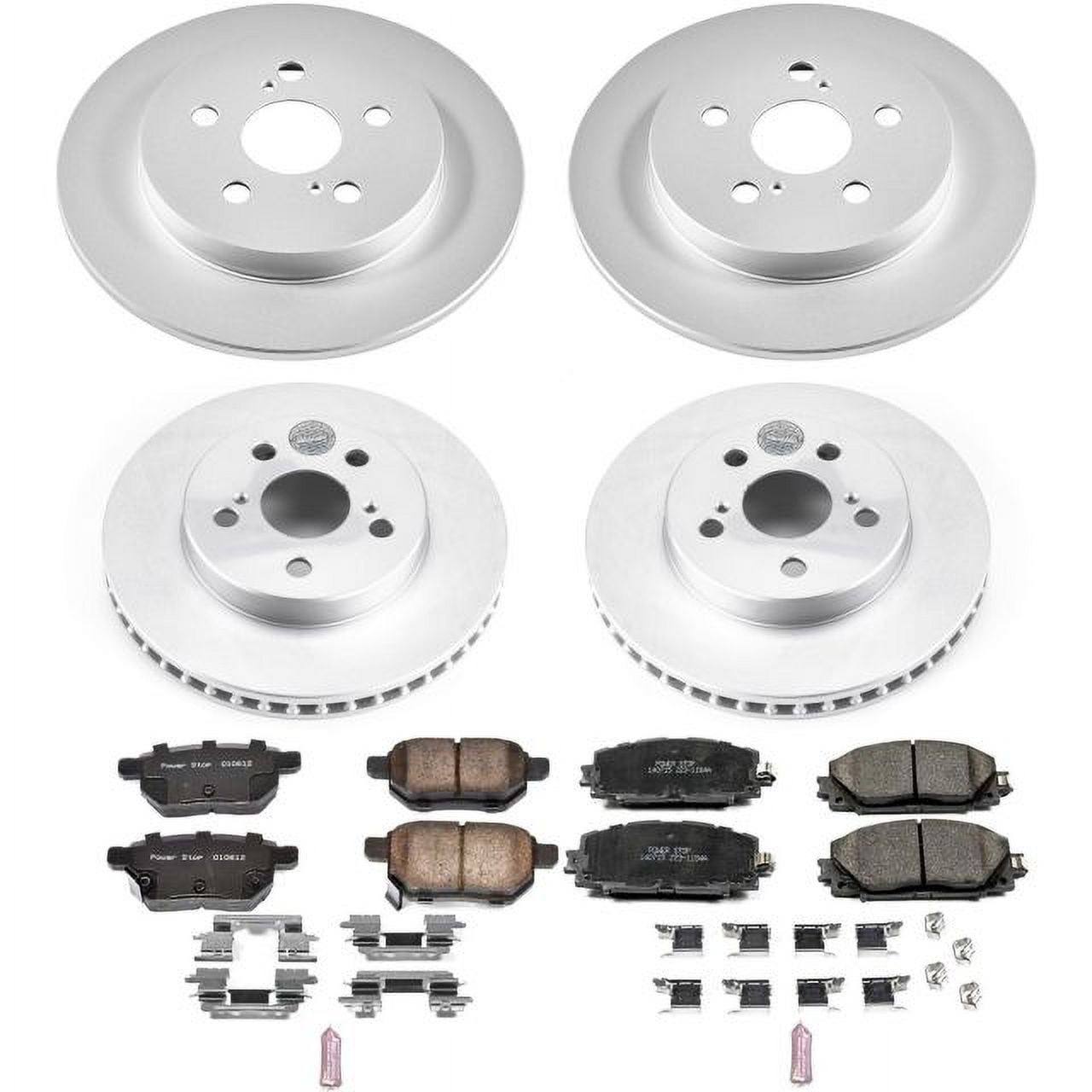 PowerStop Front and Rear Geomet Coated Brake Rotor and Pad Kit Fits: TOYOTA Select Models CRK7924