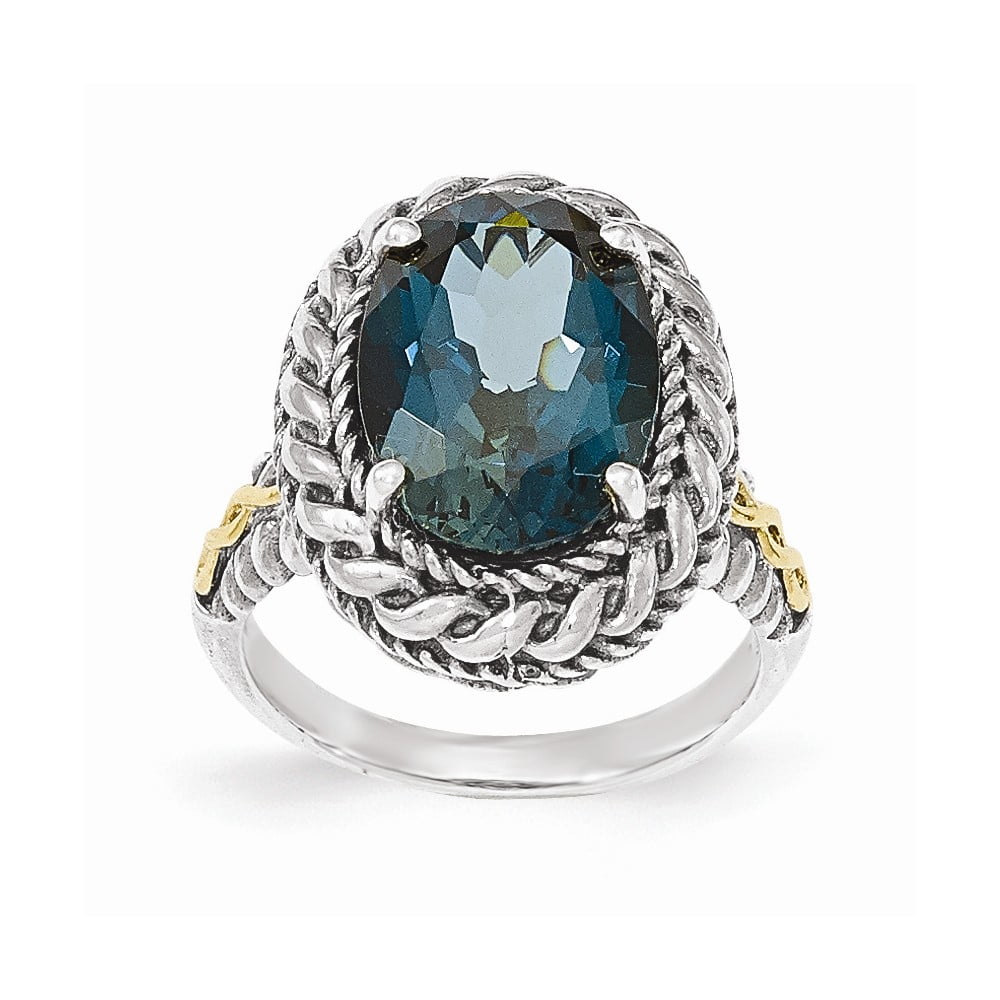 Sterling Silver With 14k London Blue Topaz Ring Ring Size: 6 to 8 by Jewelryweb
