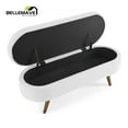 thumbnail image 5 of Bellemave Modern Storage Ottoman for Living Room, Linen Upholstered Bench with Solid Rubber Legs, Entryway Bench/Storage Bench for Bedroom(White), 5 of 11